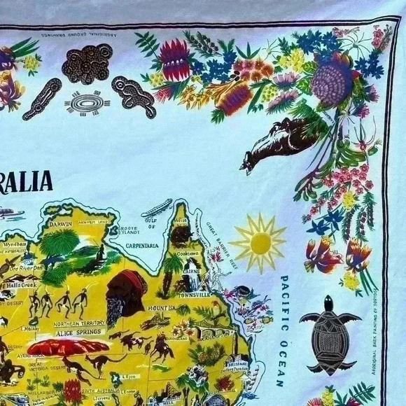 Vintage Australia Map Wall Hanging Tapestry Art - Picture 8 of 9